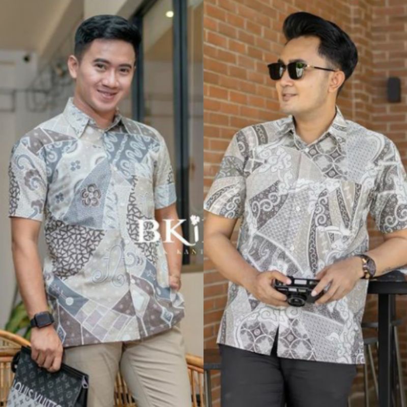 Batikalina - Batik Pria Lengan Pendek MOTIF Hem Baju Batik Pria Kemeja Batik Pria Size M L XL XXL Seragam Batik Kerja