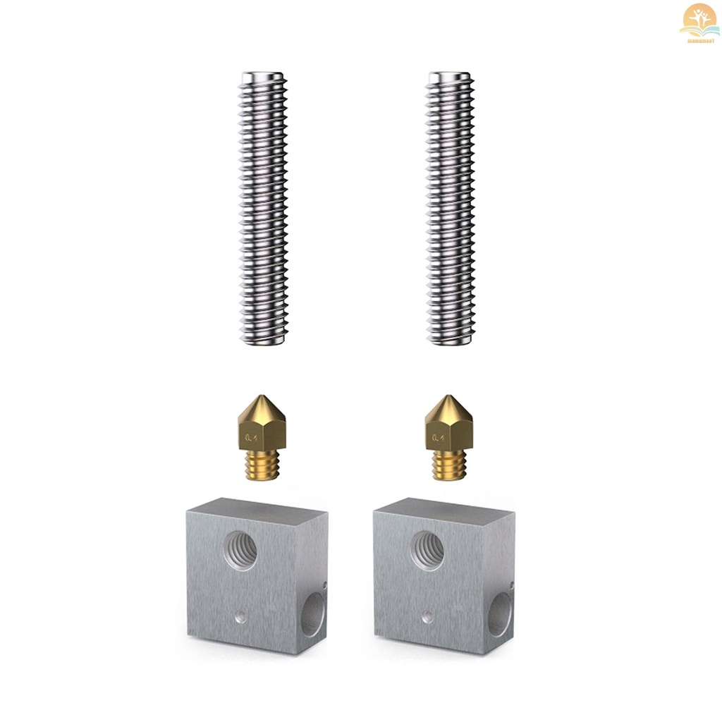 Anet  2Pcs/Set 0.4mm Brass Nozzle Extruder Print Head + Heater Block Hotend + 1.75mm Throat Tubes Pipes for Anet A8 A6 Ender 3 3D Printer Accessories