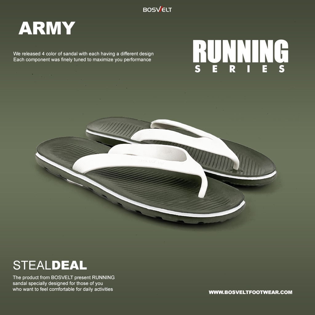 Sandal Cowok Karet Jepit Running Phylon Bosvelt Army