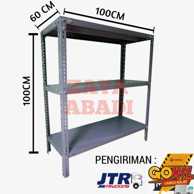 Rak Besi Siku lubang 3 susun Meja Rak Aquarium ( 100 x 60 x 100cm )