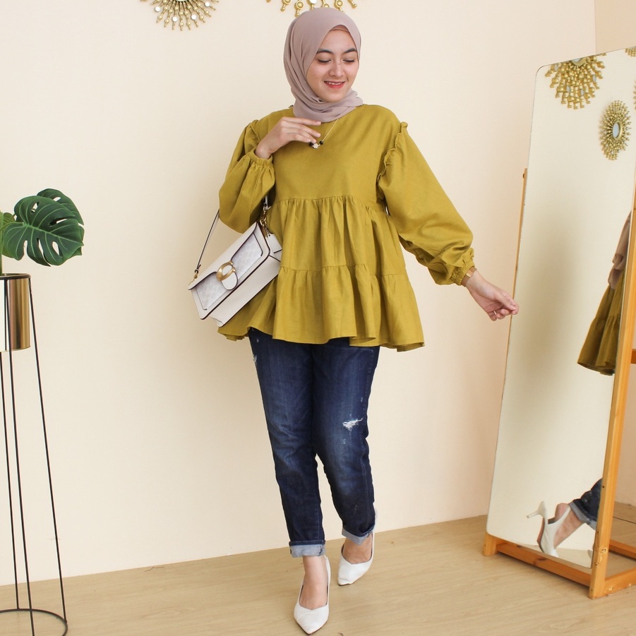 Shera Blouse Atasan Wanita Kemeja Baju Korean Style Lengan Panjang Atasan Top
