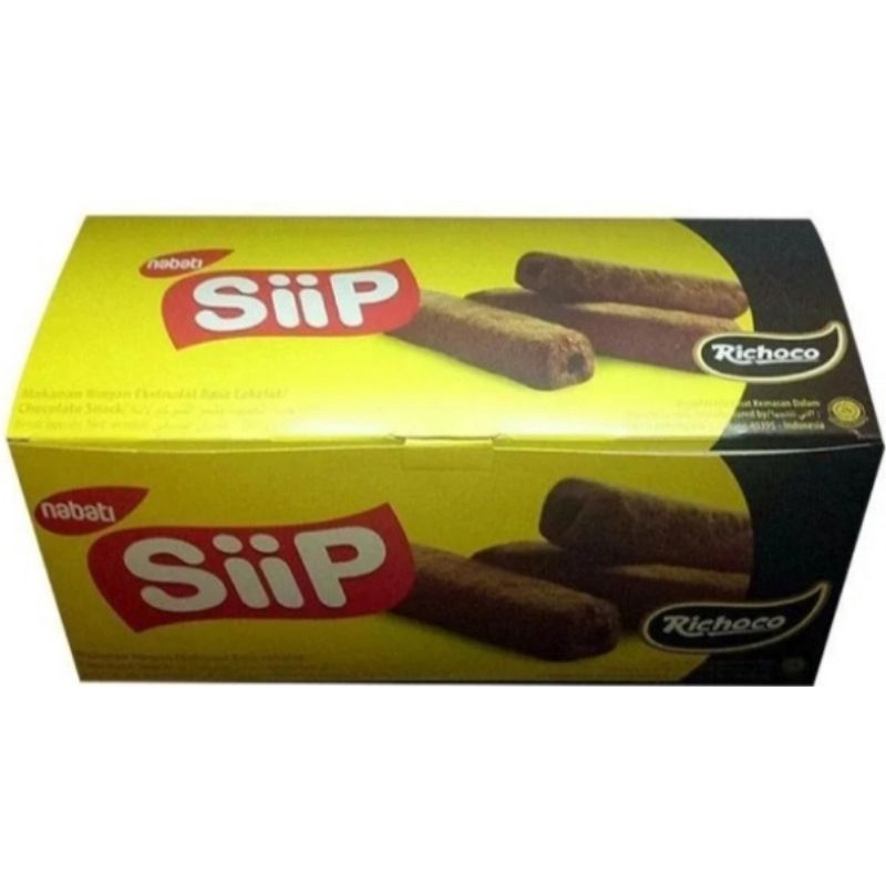 

NABATI SIIP RICHOCO SNACK CHIKI RASA COKLAT BOX 100 GRAM ISI 20PC X 5GRAM