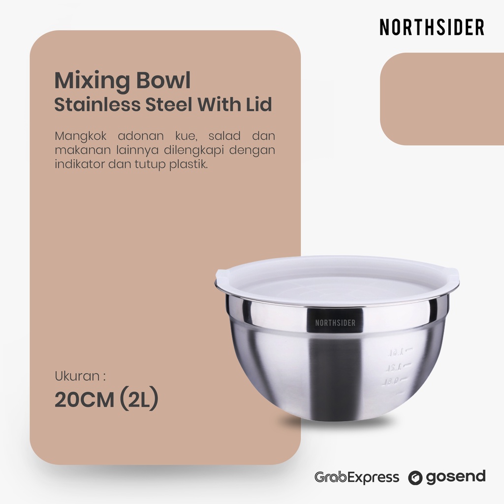 Mixing bowl with lid | mangkok aduk adonan stainless + tutup