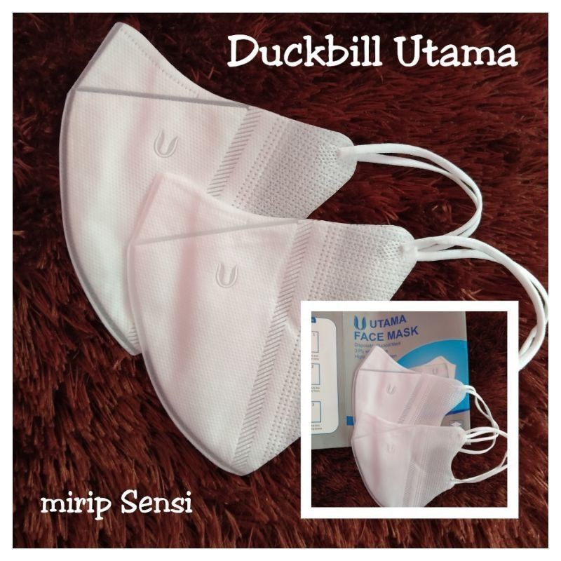 PREMIUM ( ISI 50 PCS) MASKER DUCKBILL ALKINDO 4 PLY / MASKER DUCKBILL GARIS HIDUNG PUTIH / DUCKBILL MASK