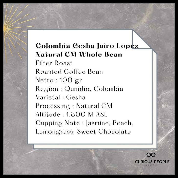 

DISKON TERBATAS !!! BIJI KOPI ARABIKA GESHA JAIRO LOPEZ NATURAL CM - 100 GR JAR KACA TERLARIS