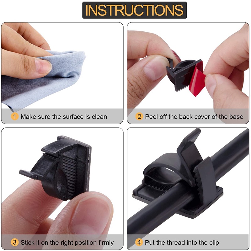 [ 2/10Pcs Self Adhesive Wire Tie Cable Clamp ] [ Data Cable Buckle Wire Clips Holder Organizer ] [ Desktop Wire Fixing Clamp Storage ]