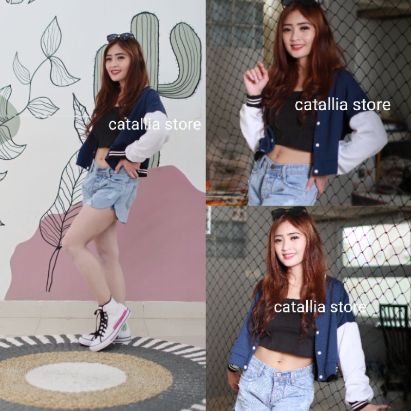 Jaket Wanita Varsity Crop BaseBall