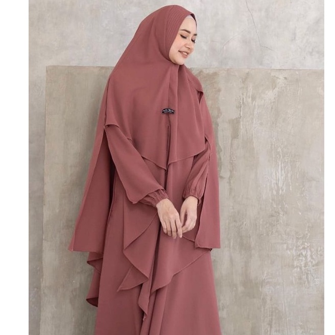 ANISSA Syari Set / Gamis Syari Set Khimar Niqab / Baju umroh / Naik haji/ Baju Gamis+Kerudung+Cadar 