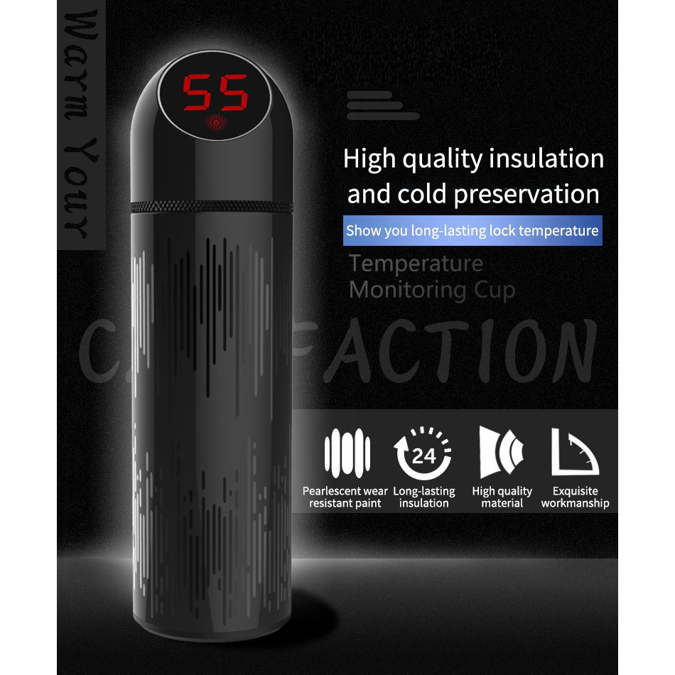 CROOR CR10 - Botol Termos Smart Insulation Vacuum LED Display 500ml - Botol Thermos dengan LCD 500ml
