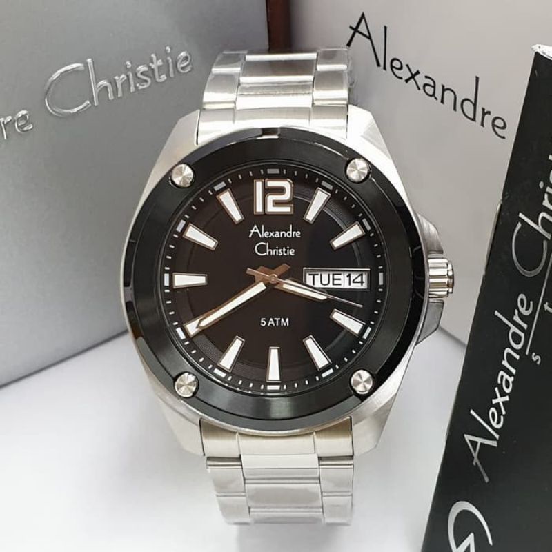 ALEXANDRE CHRISTIE AC 8609 MEBTBBA SILVER BLACK JAM PRIA ORIGINAL ORI