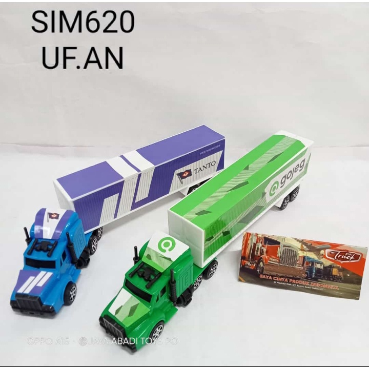 SIM 620 - Mainan Truk Box Container isi 2 PC kepala bisa Belok SIM620