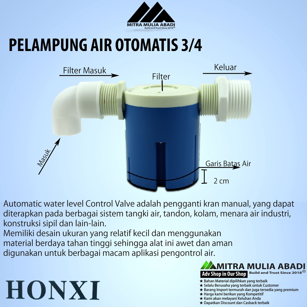 Pelampung Kran Air Otomatis 3/4 Inchi | Automatic Water Level Control