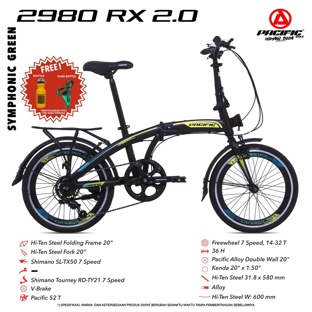 Sepeda Sepedah Folding Bike Lipat Lipet 20 Inch Pacific Pacifik Olahraga Anak Dewasa 2980 Ht Murah