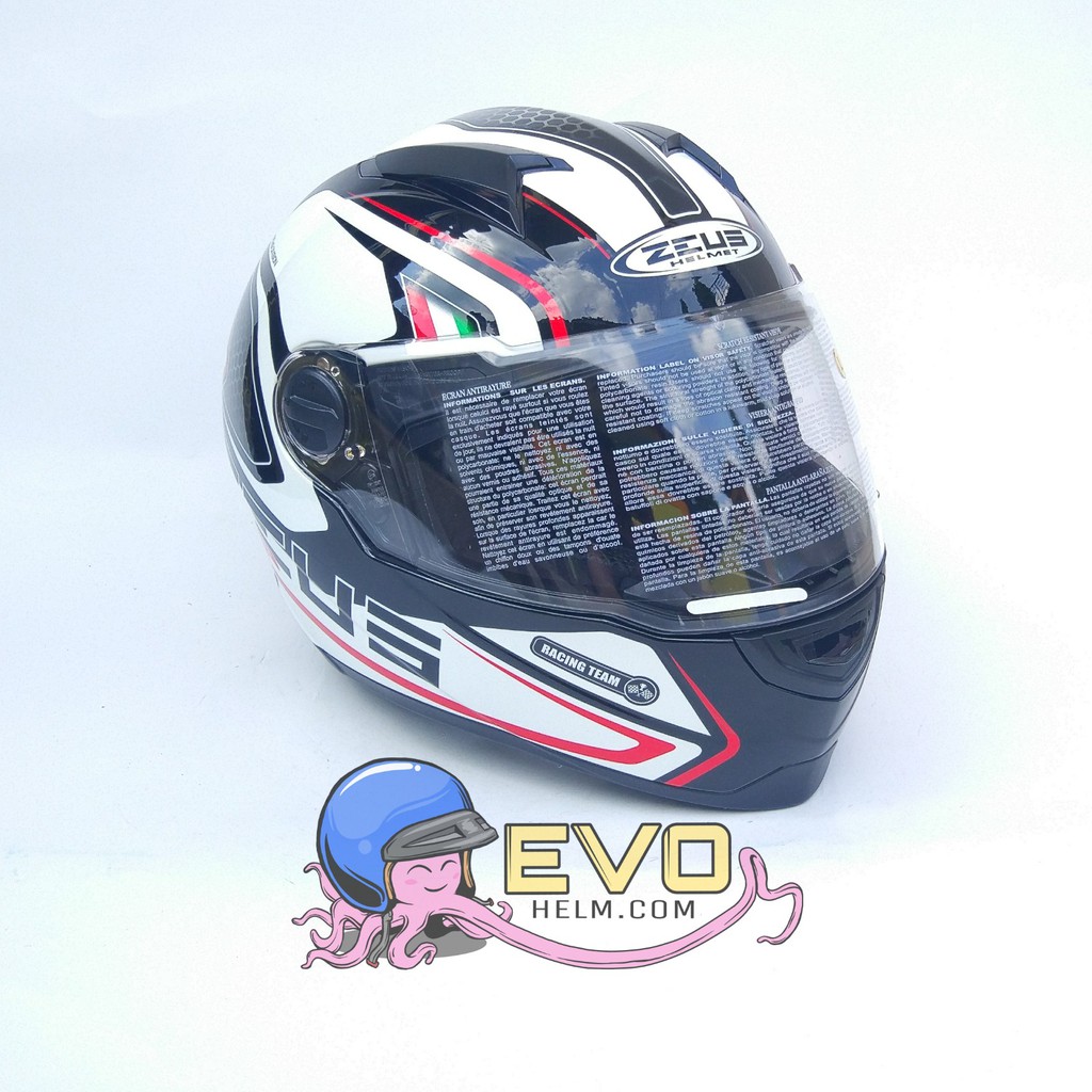 HELM ZEUS FULL FACE BLK AL3  RED - FREE SMOKE VISOR ZEUS ORIGINAL ( ONGKIR 2KG )