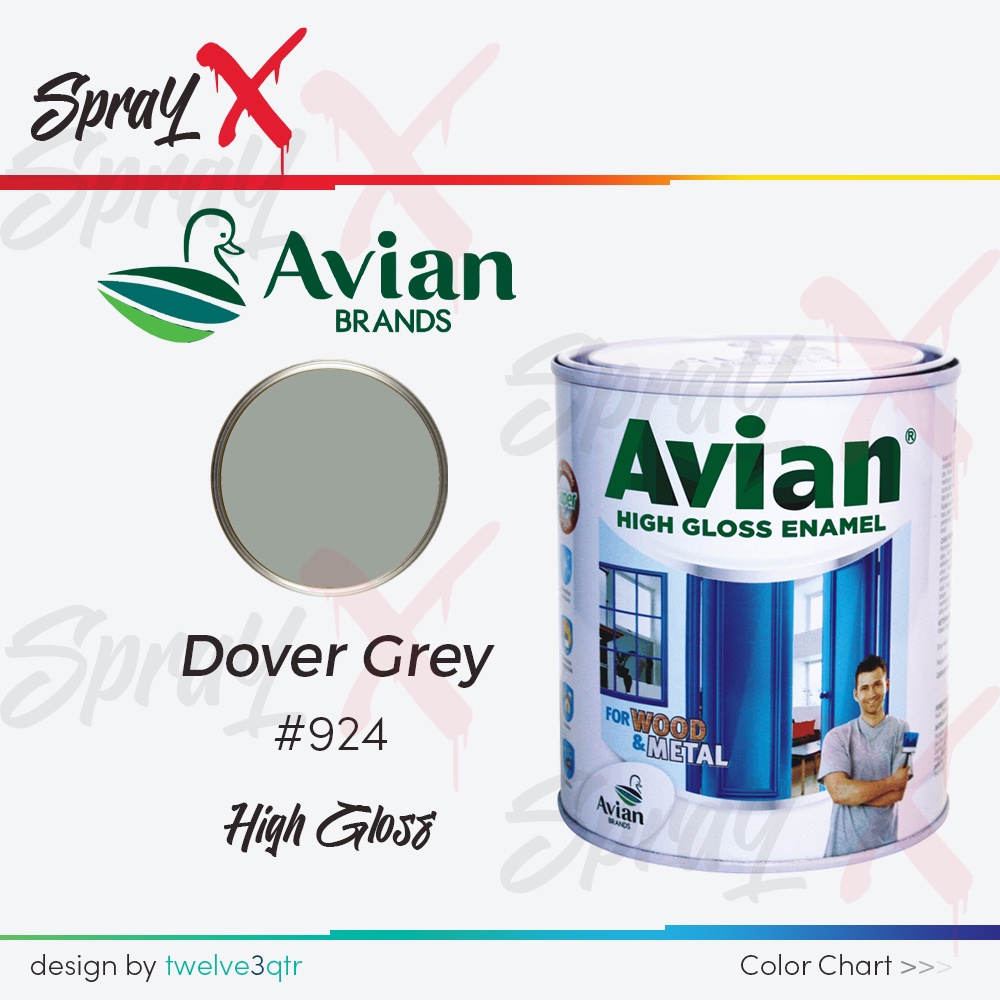 AVIAN CAT MINYAK DOVER GREY 924 / ABU MUDA #924 0.9 LITER - CAT KAYU DAN BESI