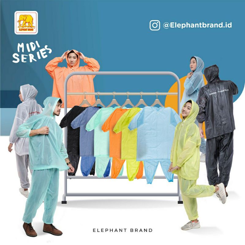 Jas Hujan MIDI Jaket Celana Traveling ElephantBrand Jas Hujan Wanita Pria