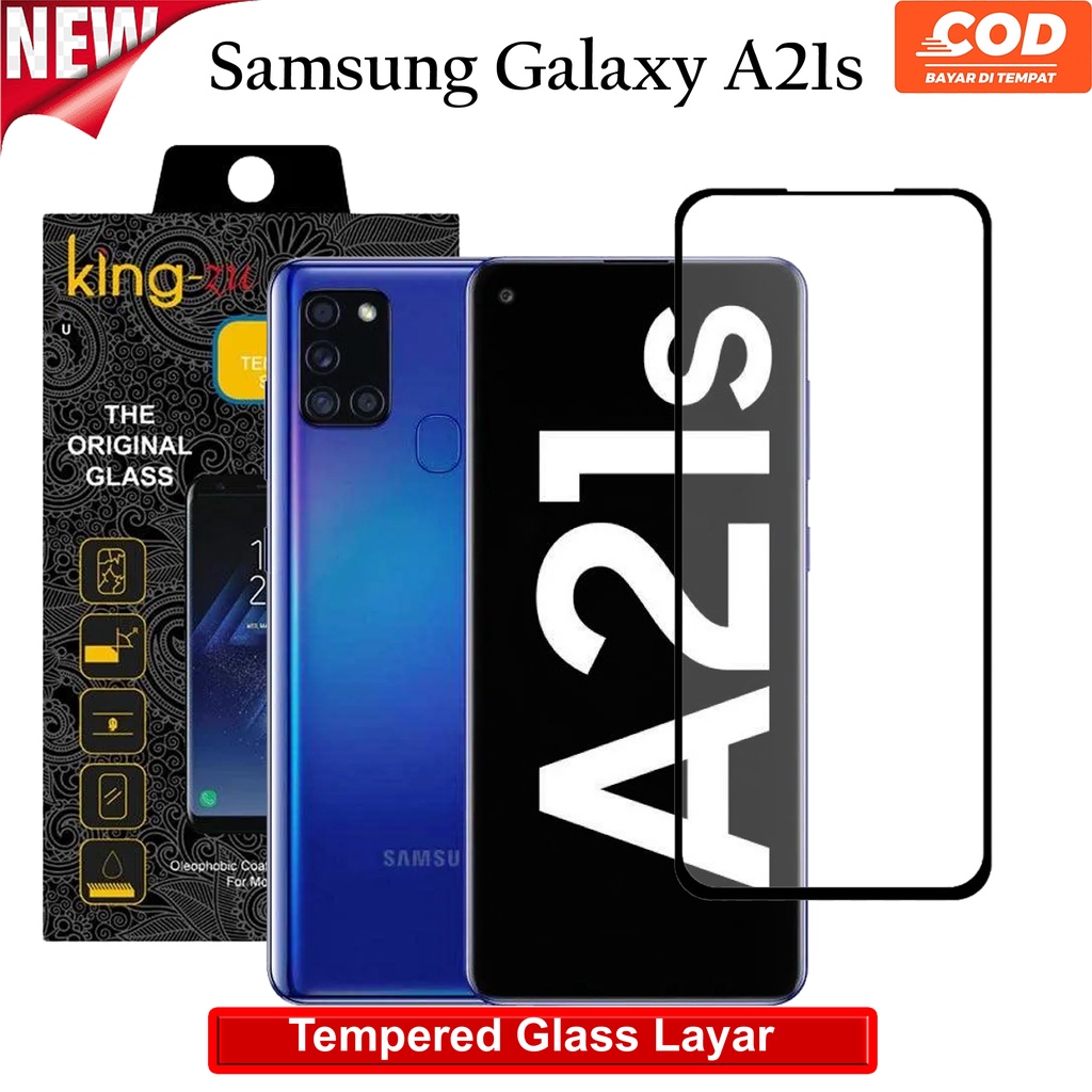 Tempered glass Kaca For  Samsung Galaxy A21s 6.5" 2020 Full Cover 9D BENING lis Hitam Anti Gores Hp