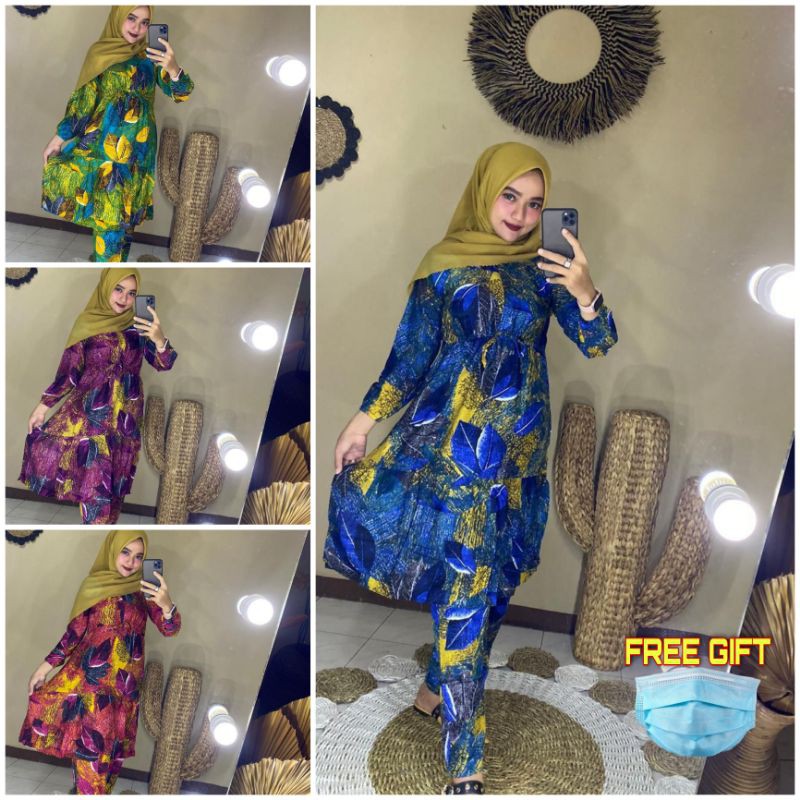 SETELAN RAYON SUSUN MEDINA / ONE SET TUNIK  RAYON SETELAN WANITA KEKINIAN