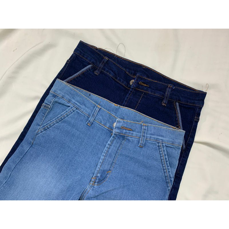 Celana panjang jeans premium stretch biru tua dan biru muda