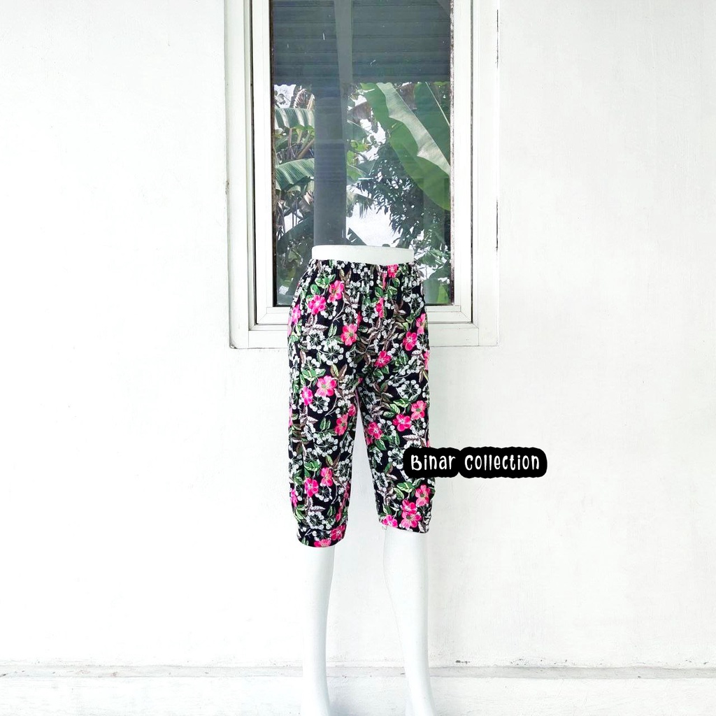 KR 02- Celana leging Aladin pendek 7/8 ibu / legging motif cewek dalaman harian santai wanita murah fit L XL