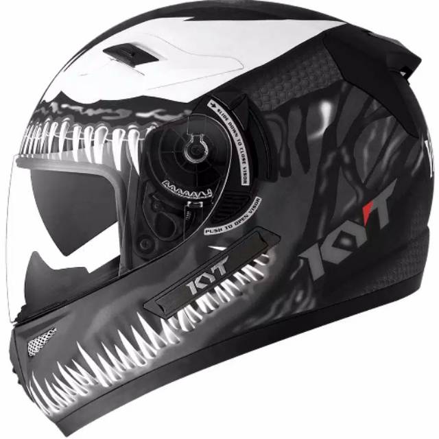 KYT Helm K2 Riser Venom Black Doff White Full Face
