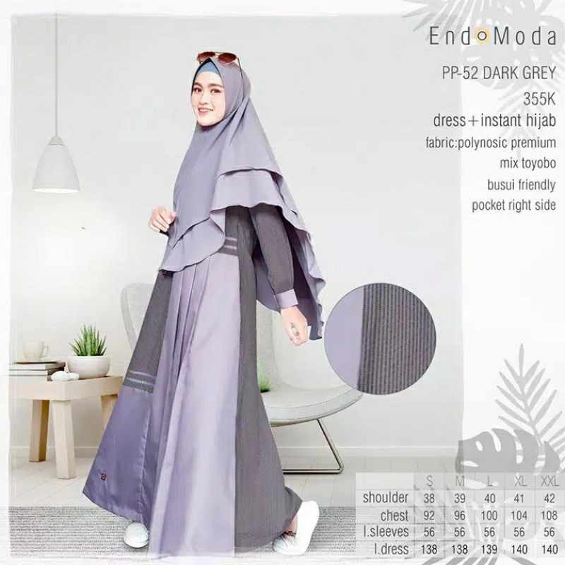 Gamis Set Hijab Syar'i - Gamis Endomoda Original Syar'i Original