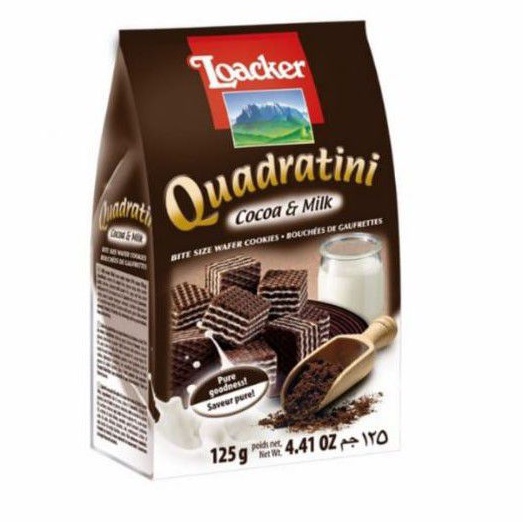 

Loacker Quadratini Cocoa and Milk 125gr|Wafer Biskuit Cookies