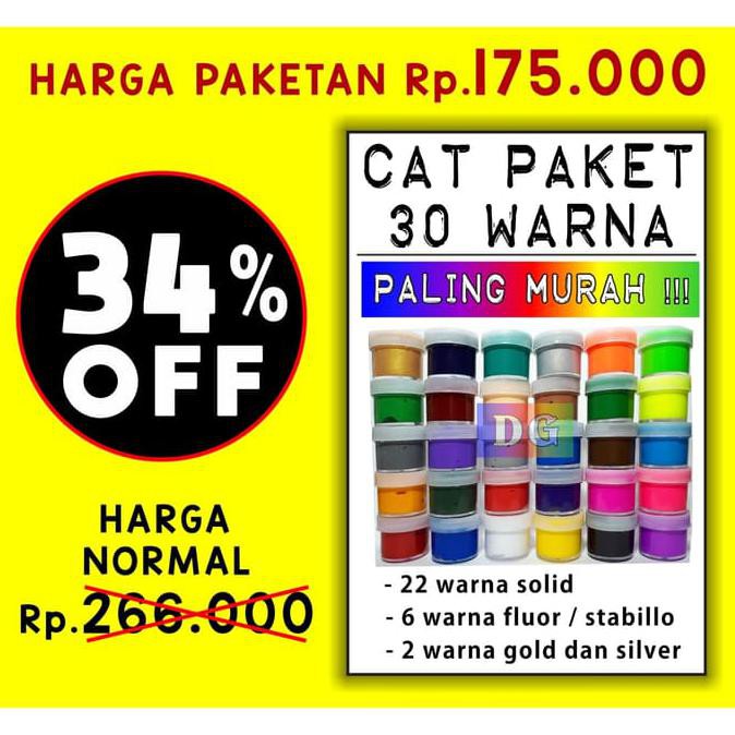 

Ready Stok! 30 Cat Paket - Cat Tekstil / Lukis Utk Kaos / Kanvas / Tas / Sepatu Termurah