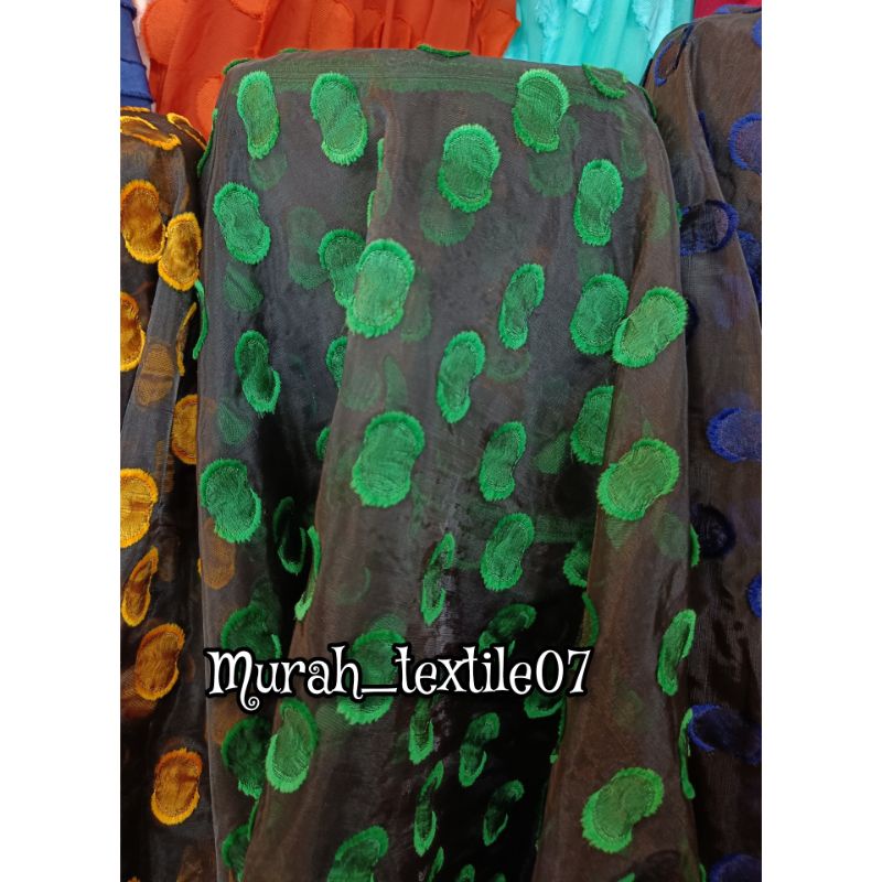 Kain Organza Motif / Kain Organza motif polkadot/ harga Persetengah meter