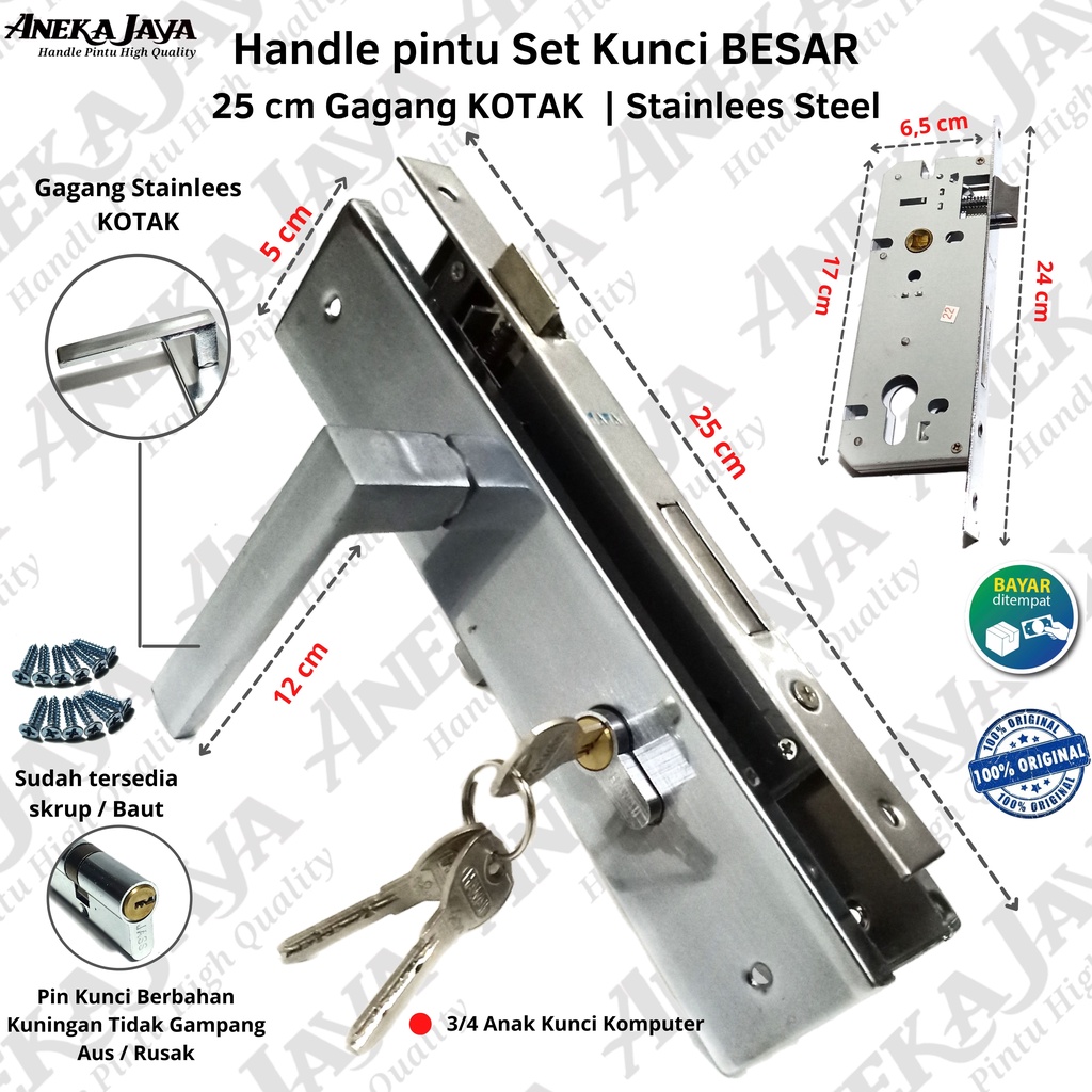 Handle Set Kunci Besar 25 cm Gagang Pegangan Tarikan Pintu Rumah Kamar Stainlees Awet Murah Terbaru