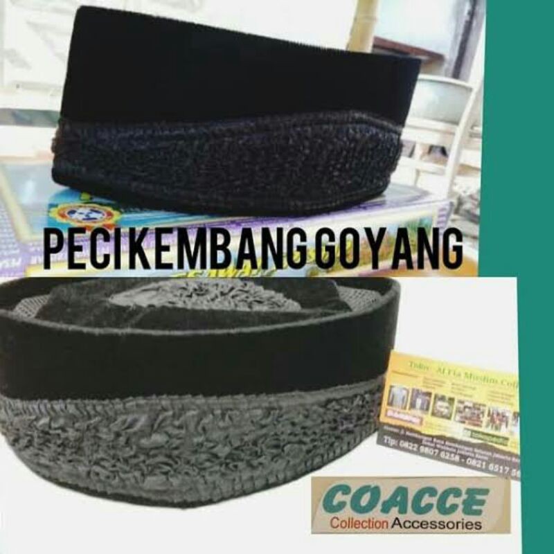 Peci Songkok Kembang Goyang Warna Hitam Tinggi 9