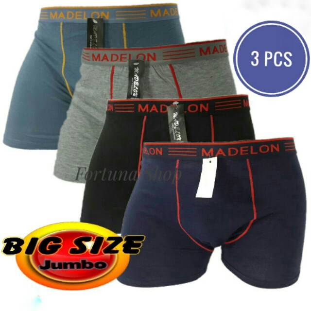 CELANA DALAM BOXER PRIA JUMBO XXXL | BIG SIZE - Multi Color | [ Isi 3 PCS ]