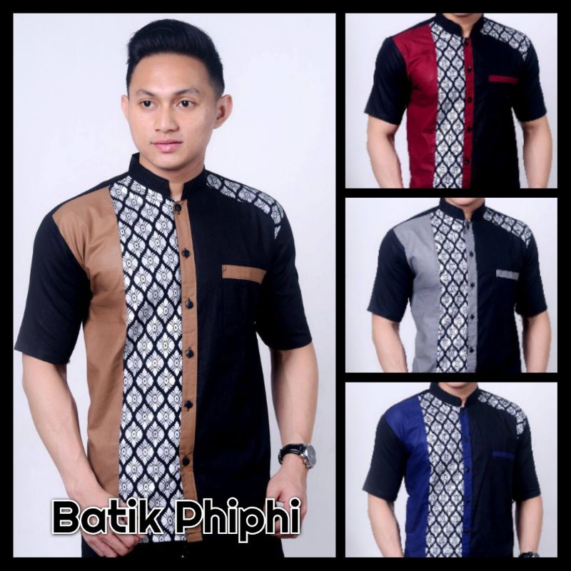 Koko Bordir Kombinasi Batik Lengan Pendek Terlaris Size M, L, XL #10 ( ORIGINAL )