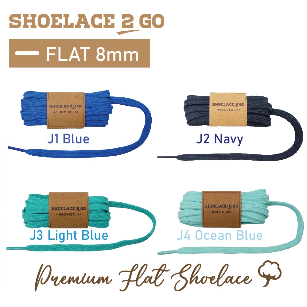 SHOELACE 2 GO PREMIUM TALI SEPATU GEPENG PIPIH FLAT - SF8 - 90CM - 8MM