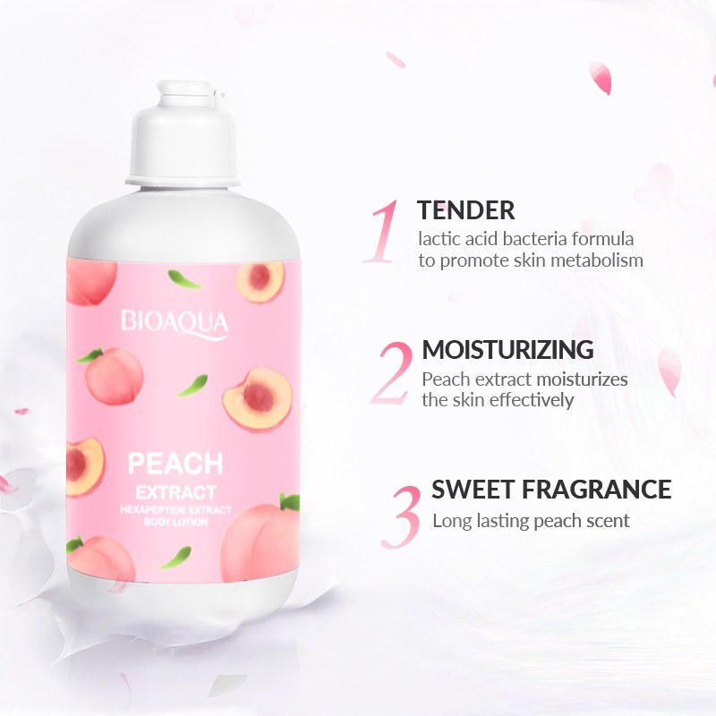 BIOAQUA BODY LOTION PEACH Lotion pemutih badan 250ml hand body glow