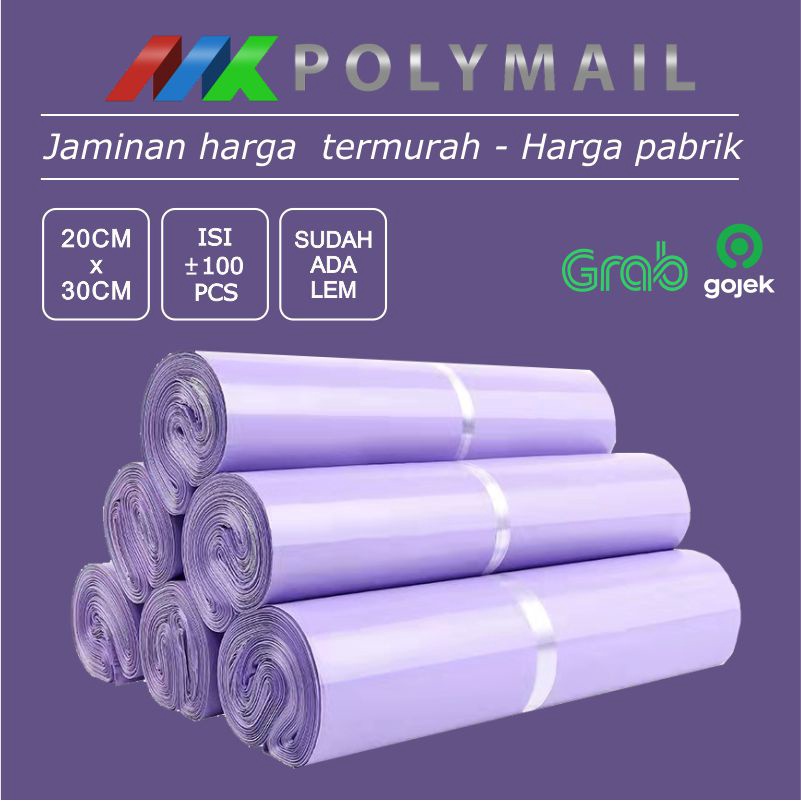 

POLYMAILER 100PCS 20x30CM UNGU LILAC PREMIUM GLOSSY PLASTIK POLYMAILER