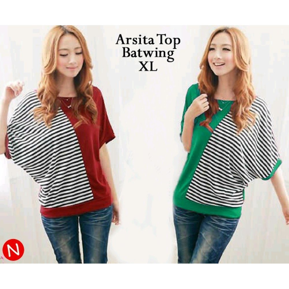 cn 44661 jumbo batwing XXL atasan top blouse big size jumbo hijau coklat wanita murah cewek gaul si
