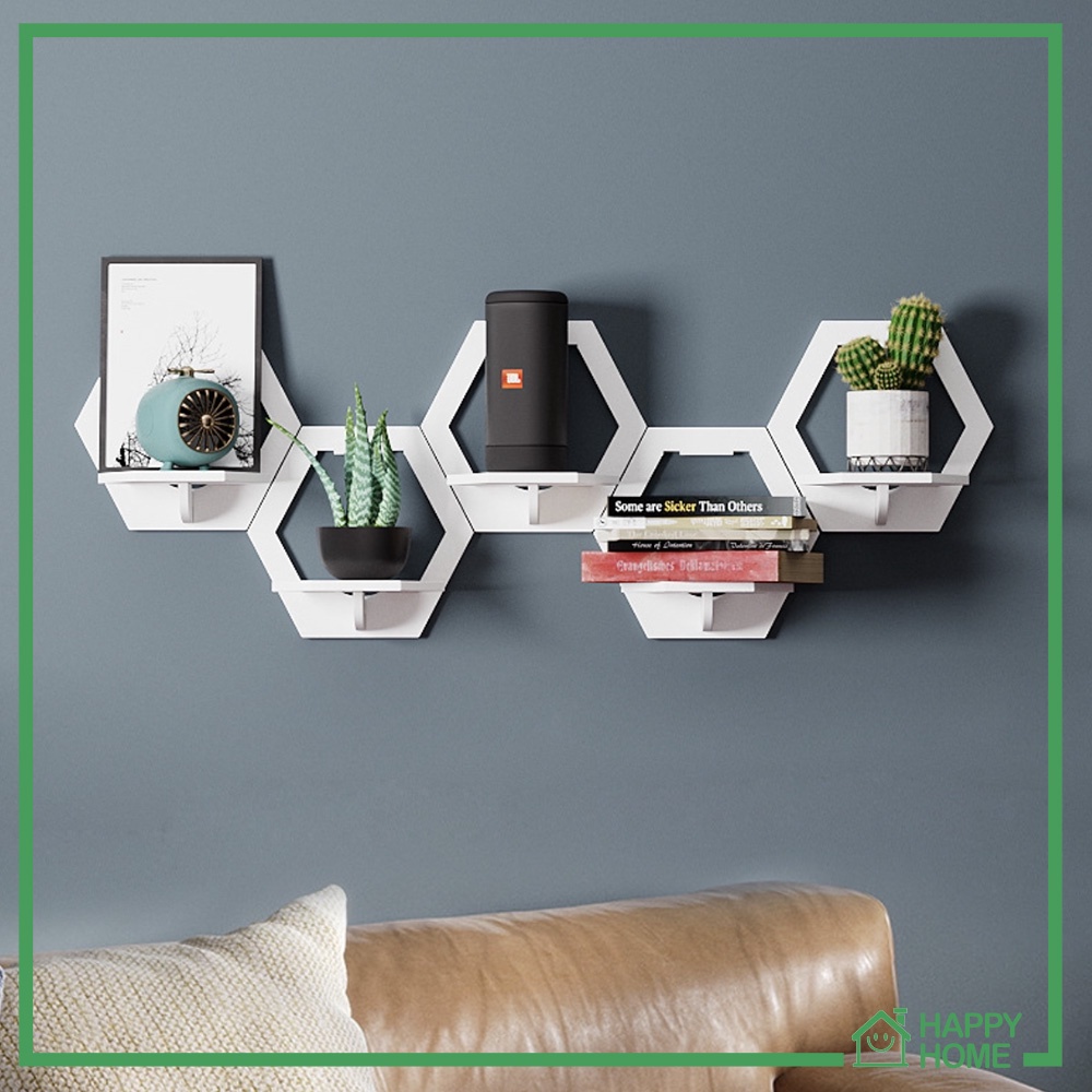 Rak Dinding Tempel Minimalis Hiasan Dekorasi Gantung Vintage Dapur Kamar Mandi Tidur Impor hexagonal