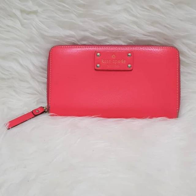 Preloved kate spade neda wallet pink leather authentic /dompet original