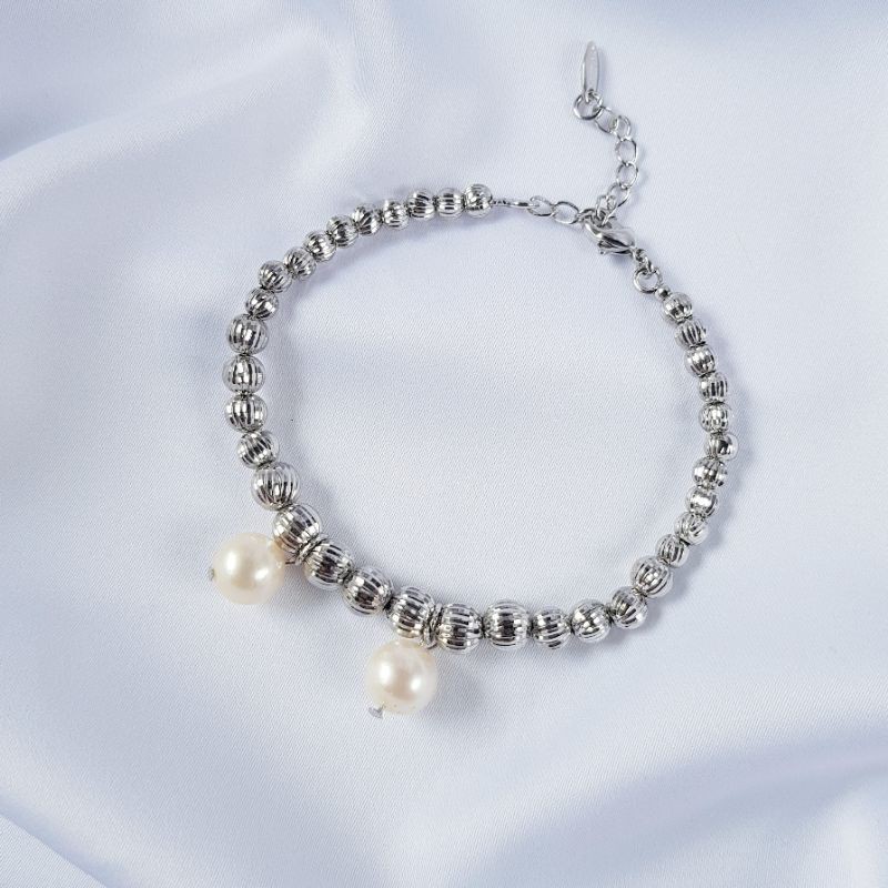 Gelang Mutiara Air Tawar Asli dari Lombok Rhodium Plating 136