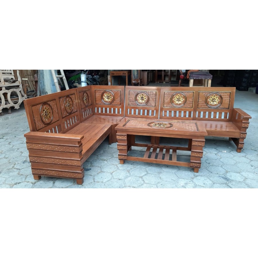 Kursi Tamu / Sofa Tamu L Sudut Jati Type Sudut Robot