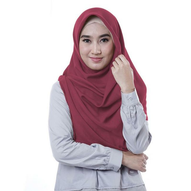 zoya aisha plain scarf warna maroon
