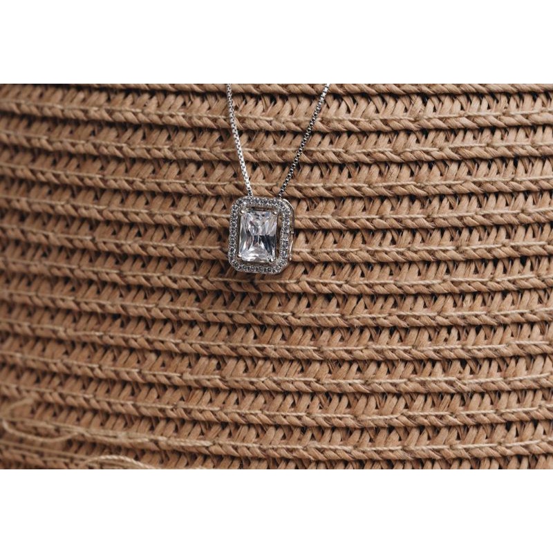 GRACIAS KALUNG LIONTIN MINI PETAK EMERALD DIAMOND CUT SILVER 925 PERAK