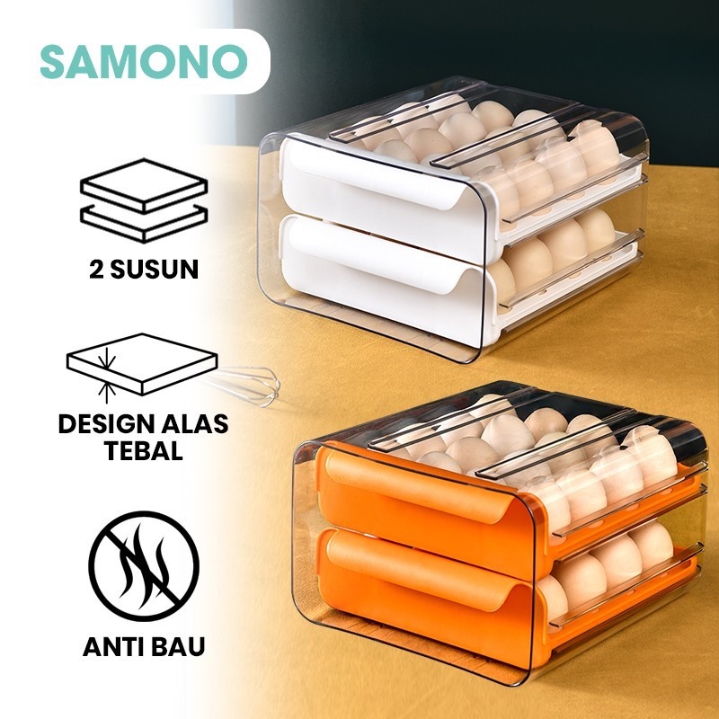 SAMONO SSB32 TEMPAT PENYIMPANAN TELUR / EGG BOX 2 SUSUN KOTAK PLASTIK