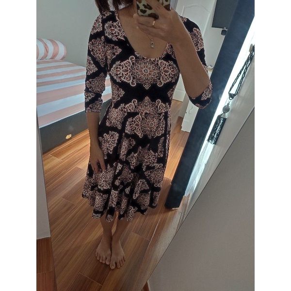 Preloved dress scuba motif batik