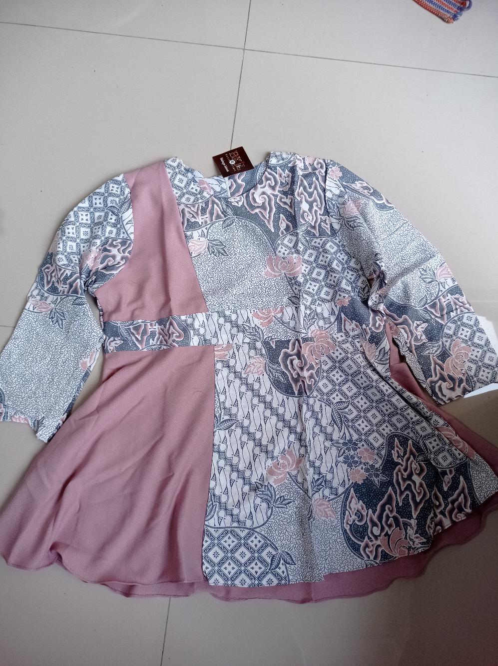 Tey-17 Batik Wanita Asj Sa Hrb026 Kenongo Kemeja Tosca Pendek