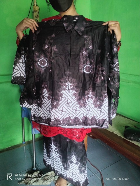 (lengkap 6 Warna - Brokat Halus Termurah) Couple Batik Brokat Monaka Selendang