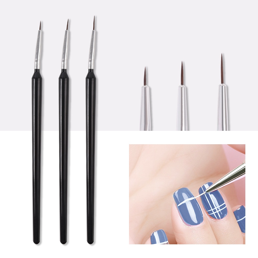 3pcs / Set Brush Nail Art Uv Gel Akrilik Untuk Manicure Diy