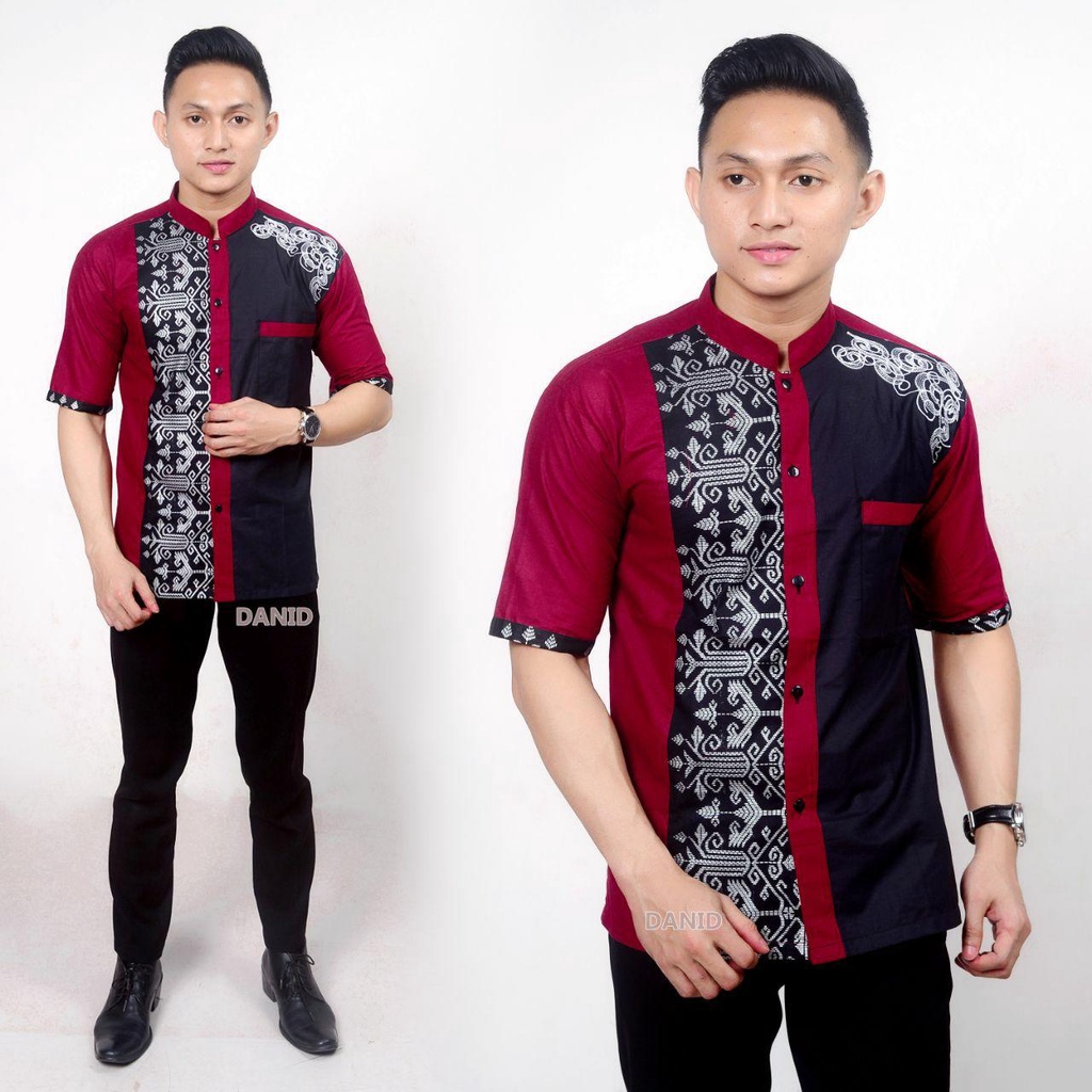 Baju koko modern - baju muslim - baju koko kombinasi batik bordir