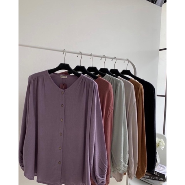 blouse dinaya oversize bahan rayon crinkle korean look